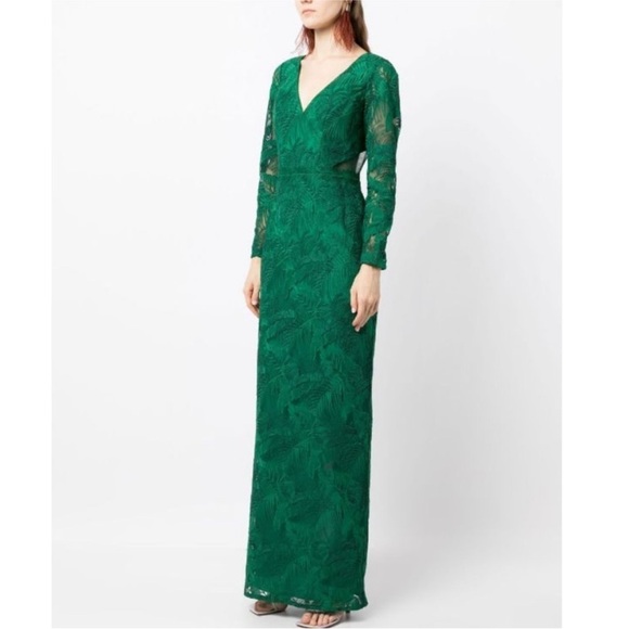 NWT Marchesa Notte Embroidered Gown Green Formal Dress 2 - Picture 3 of 12